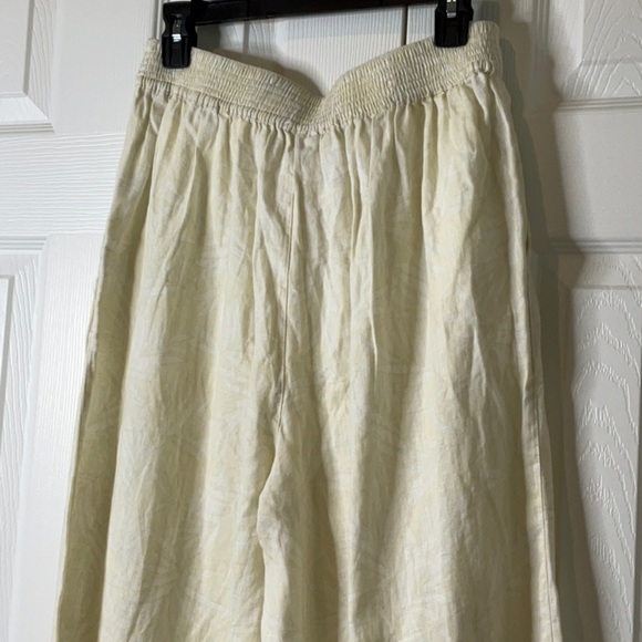 Nicole Miller New York 100% Linen Wide Leg Crop Pants Beige Size L - Picture 9 of 10